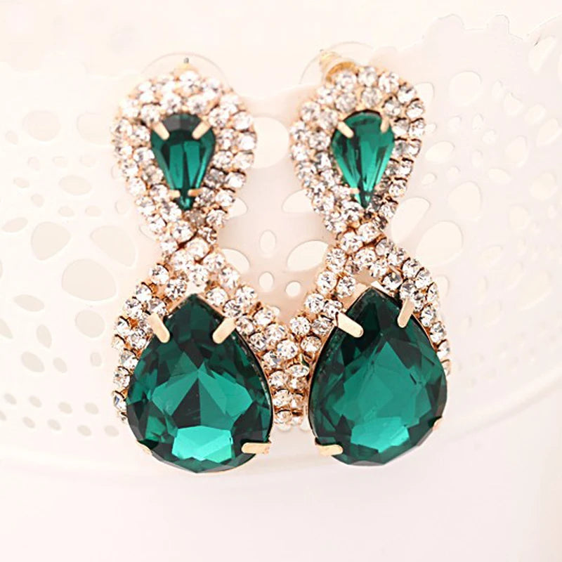 Hop Bijouterie Earring Studs Women's Droplets Shining Gold Silver Plated Crystal Drop Earrings Women Snowflake E017