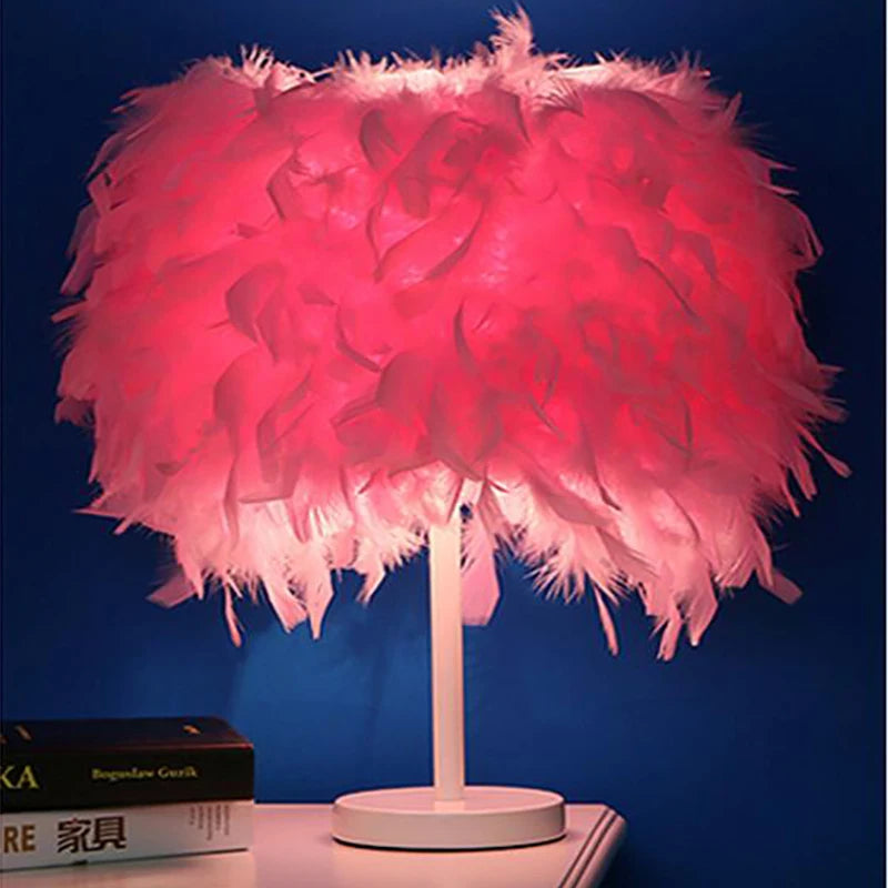 Feimefeiyou modern Creative Feather Lamp e27 Table Lamp for Baby Kids Children Bedroom Droplight Lighting Decor small size