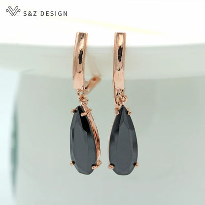 S&Z 10 Color Long Water Drop Cubic Zirconia Earring For Women Korean Fine Wedding Simple Fashion Party Jewelry
