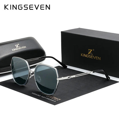 KINGSEVEN Women's Sunglasses Polarized Gradient Lens Luxury Ladies Butterfly Design Stainless Steel Sun glasses Accessories