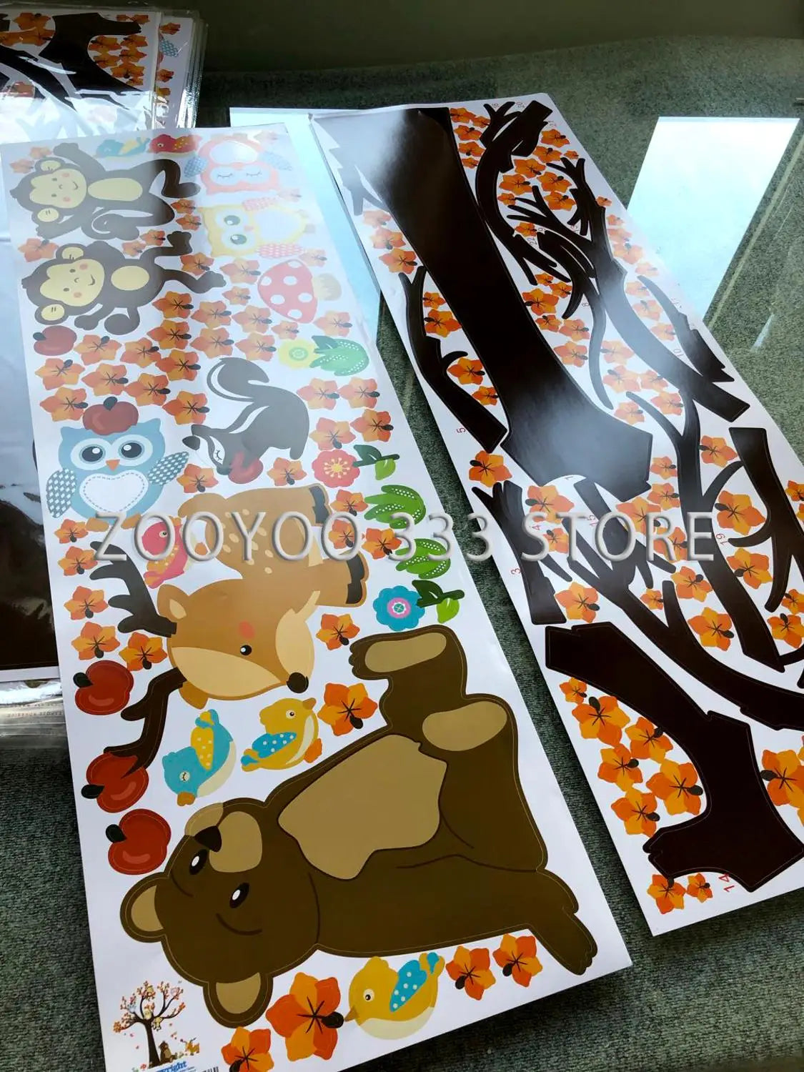 Cartoon Forest Tree Branch Animal Owl Monkey Bear Deer Wall Stickers For Kids Rooms Boys Girls Children Bedroom Home Decor