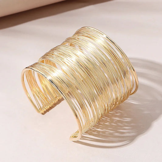 Exaggerated Wire Mesh Open Wide Bracelet Ins Small Fashion Net Red Metal Bracelet Women's Jewelry Charm Bracelets for Women