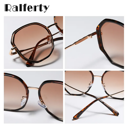 Ralferty Oversized Polygon Women's Sunglasses 2021 New Fashion Vintage Big Sunglases Anti UV okulary przeciwsloneczne damskie