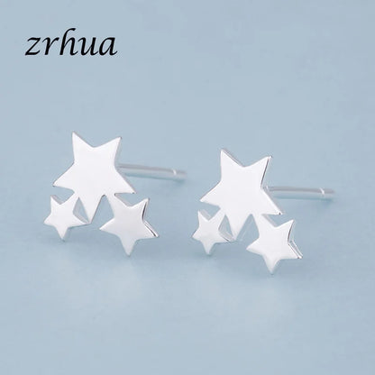 Newest 925 Sterling Silver Needle Women's Jewelry Cute Chic Stud Earrings for School Girls Kids Lady Birthday Gifts S925 Stamp