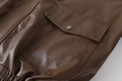 Winter Women's Fur Leather Jacket Long Sleeved Loose Warm Lamb Wool Vintage Thickened Locomotive Lapel Female PU Motorcycle Coat