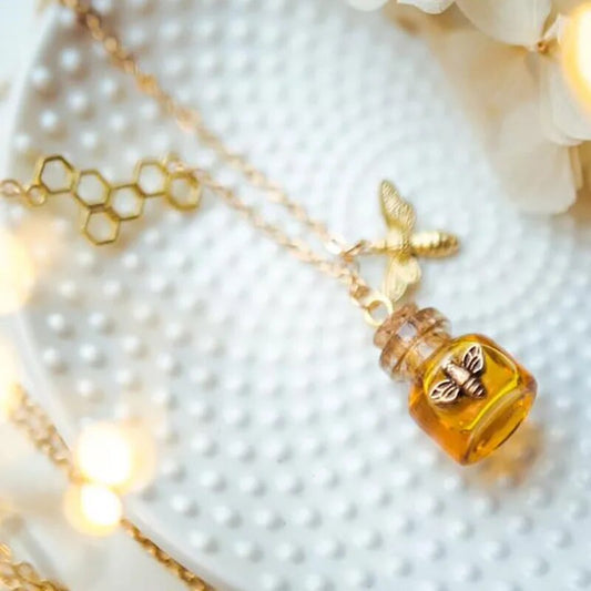 Bee necklace Witch jewelry vial necklace jewelry unique personalized necklaces women potion bottle honey