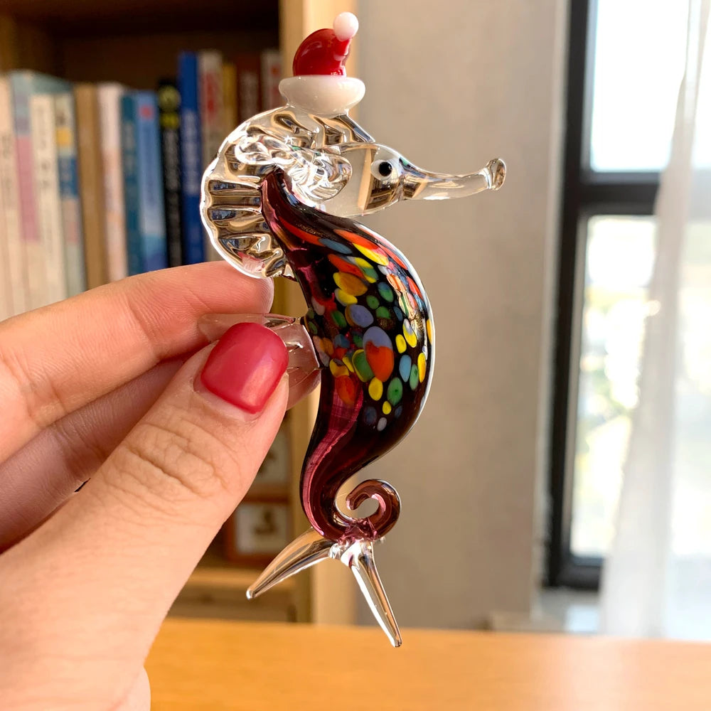 Crystal Hippocampus Sea Animal Figurines, Glass Seahorse Paperweight, Hand Blown, Modern Miniatures, Home Decor, Christmas Gift