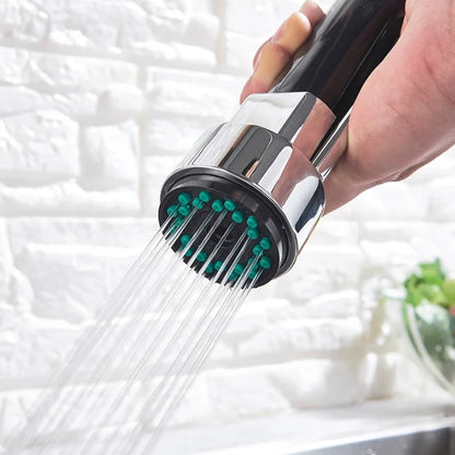 Wall Mounted Spring Kitchen Faucet Chrome Black Pull Down Sink Faucets Single Cold Water Dual Spouts Mixer 360 Rotation Crane