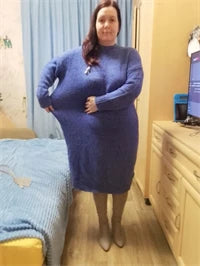 Winter Women Dress Fall Sweater Women Dress Long Sleeve Knitted Dresses Maxi Vintage Oversize Dresses Knitting Thick Warm Purple