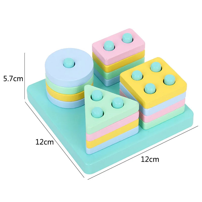 Baby Educational Toy Montessori Wooden 3D Toys Childhood Learning  Kids Baby Colorful Wooden Blocks For Children Christmas Gift