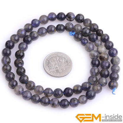 AAA Sapphires Blue Natural Stone Cordierite/Iolite/Dichroite Round Loose Spacer Beads For Jewelry Making Strand 15 Inch 6 8 10mm