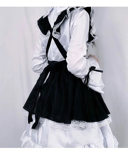 Women Maid Outfit Lolita Cosplay Cute Sexy Erotic Kawaii Cafe Costume Black White Men Uniform Apron Dress Cute Bowknot Mucama