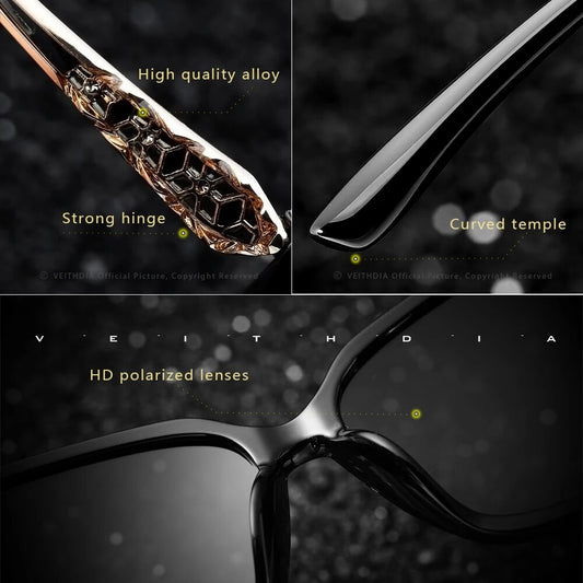 VEITHDIA Women's Sunglasses Fashion Polarized UV400 Gradient Lens Luxury Ladies Designer Eyewear Accessories For Female 3159