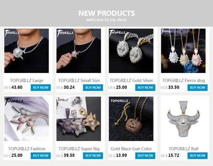 TOPGRILLZ Iced Out Cubic Zircon Bling Animal Elephant Necklace & Pendant Men Women Hip Hop Rock Jewelry CZ Necklace For Gifts