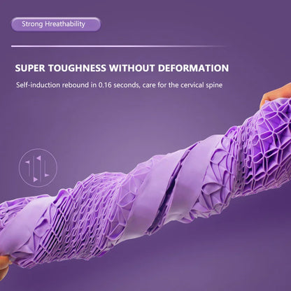 New TPE Cool Breathable Bed Pillow Protection Cervical Washable Pillows With Pillowcase For Neck Message Sleep Travel Purple