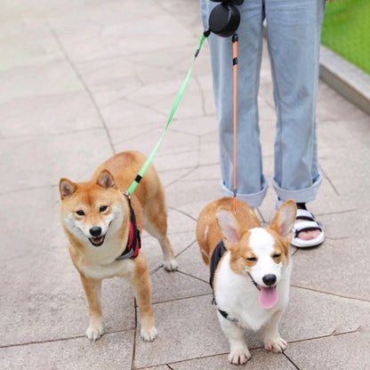 Double Head Dog Leash 360 Degree Nylon Traction Rope Automatic Retractable Outdoor Walking Leash Pet Accessories With Light