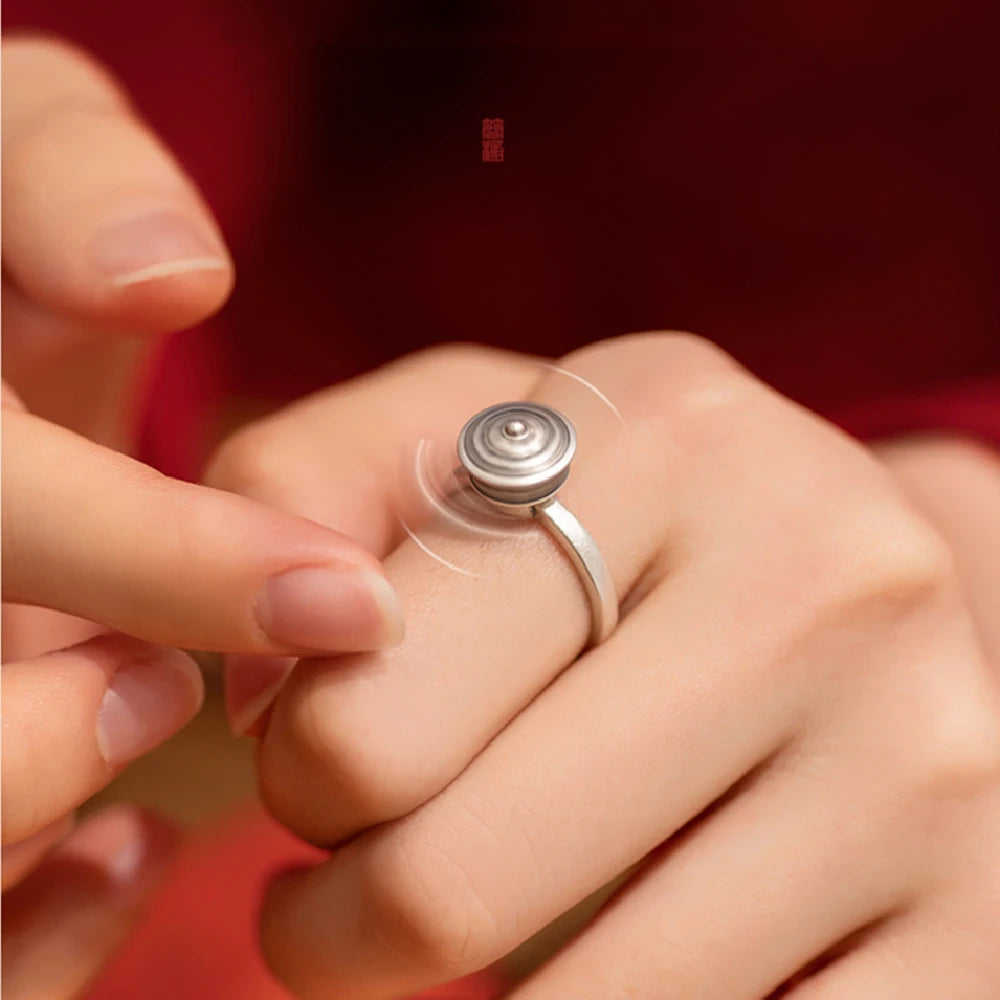 Vintage Spinner Rings Jewelry For Women Finger Ring women's Rings Trend Rotatable Lotus Anti Stress Buddhism Ring Anillos Mujer