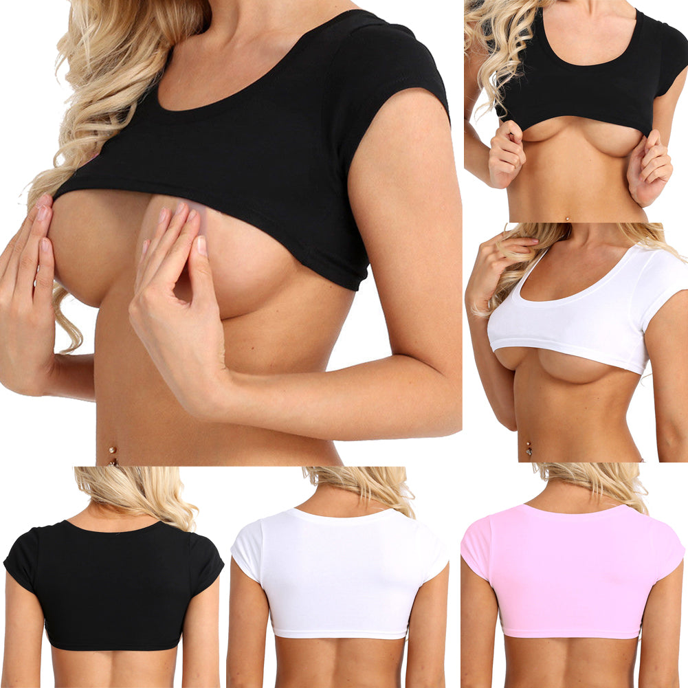 Sexy Summer Women Party Tank Tops Cropped Short Sleeve Cotton Crop Tops Shirt