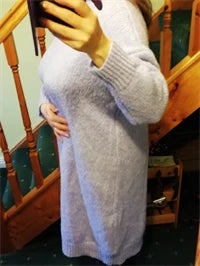 Winter Women Dress Fall Sweater Women Dress Long Sleeve Knitted Dresses Maxi Vintage Oversize Dresses Knitting Thick Warm Purple