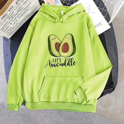 Oversized Hoodies Cartoon Avocado Print Sweatshirt Clothes for teens Women Punk Kpop Clothing Loose Fleece Hoodie Spring Tops