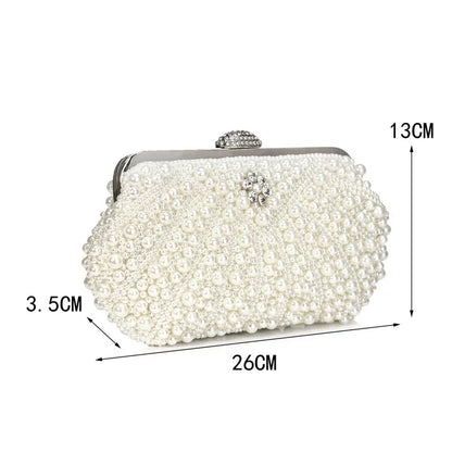 SEKUSA Beded women evening bags diamonds shell lady small day clutches party dinner wedding bridal hollow pearl handbags purse