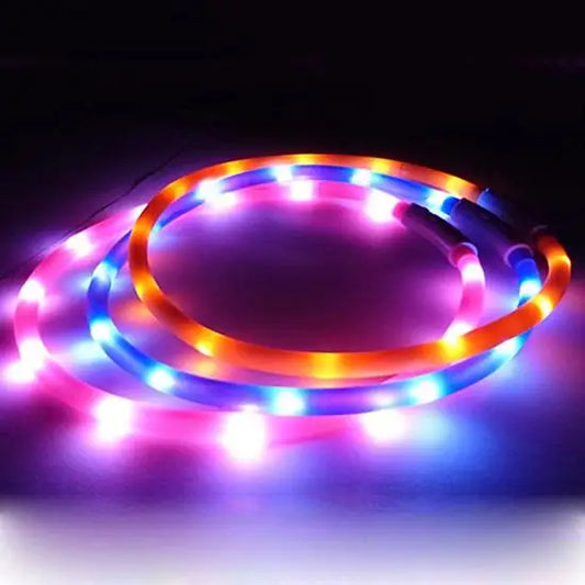 HOT SALE 70CM USB Rechargeable LED Flashing Light Band Glow Safety Belt Pet Cat Dog Puppy Collar PVC Water Resistant Pets Supply