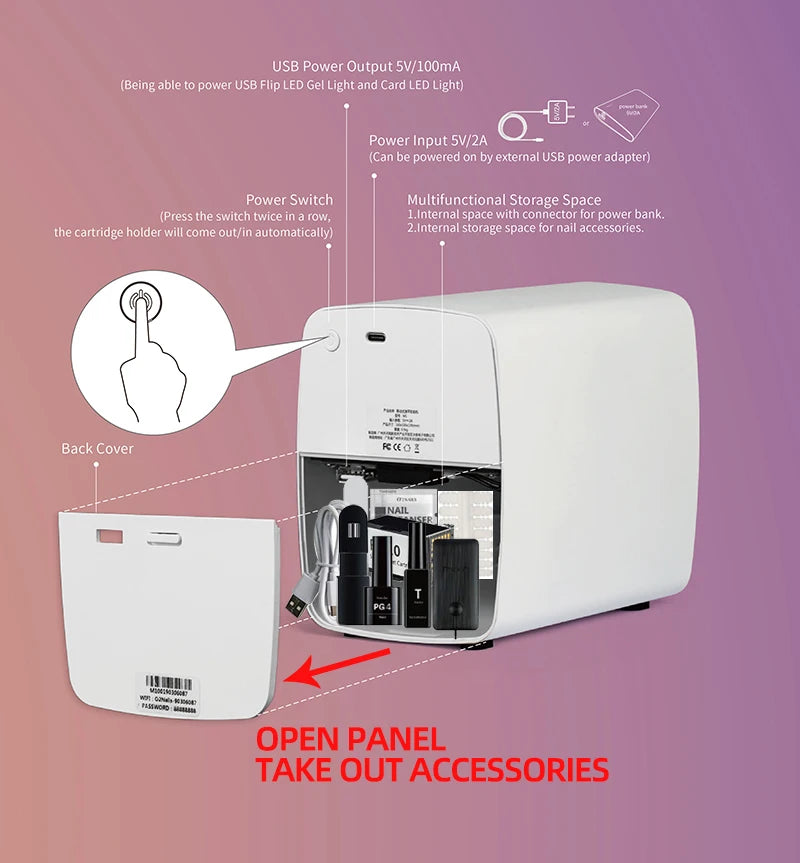 2024 Portable automatic 3d nail printer digital nail printer machine M1 for nail spa and nail salons professional nail printer