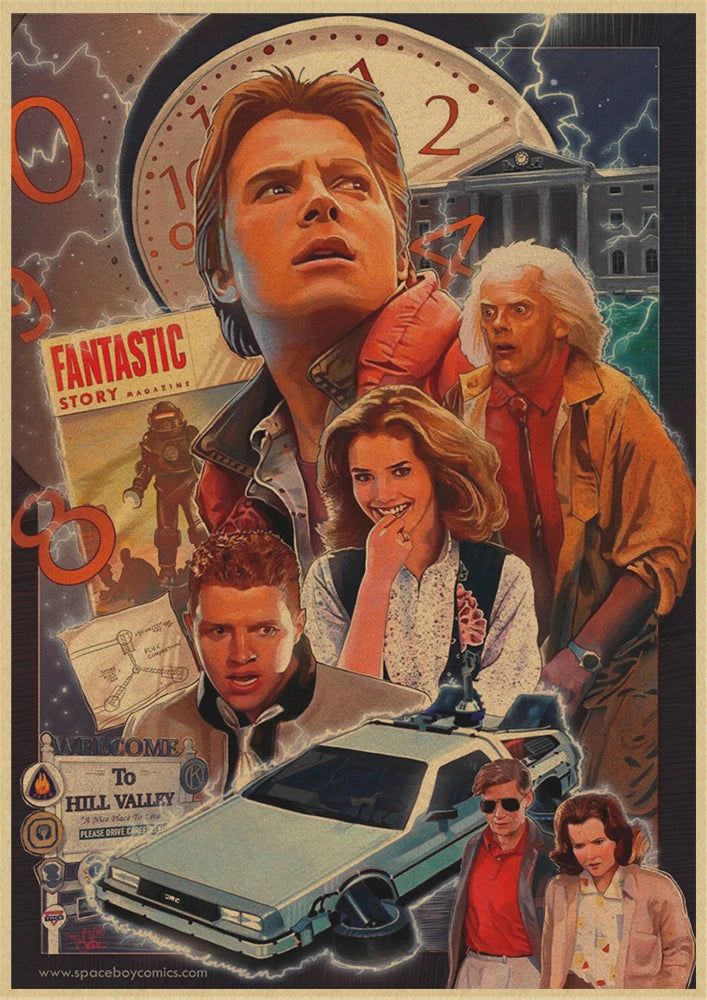 Back to The Future Retro Kraft Poster Decorative DIY Wall Canvas Sticker Home Bar Art Posters Decor