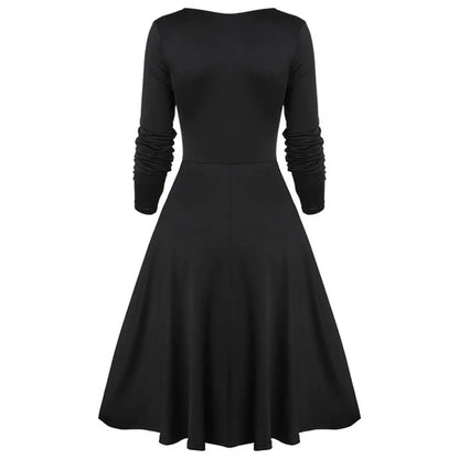 5XL Women Fashion Vintage Style Square Neck Party Dress Women Cosplay Dress Retro Midi Gown Dress Gothic Dresses Women Clothing