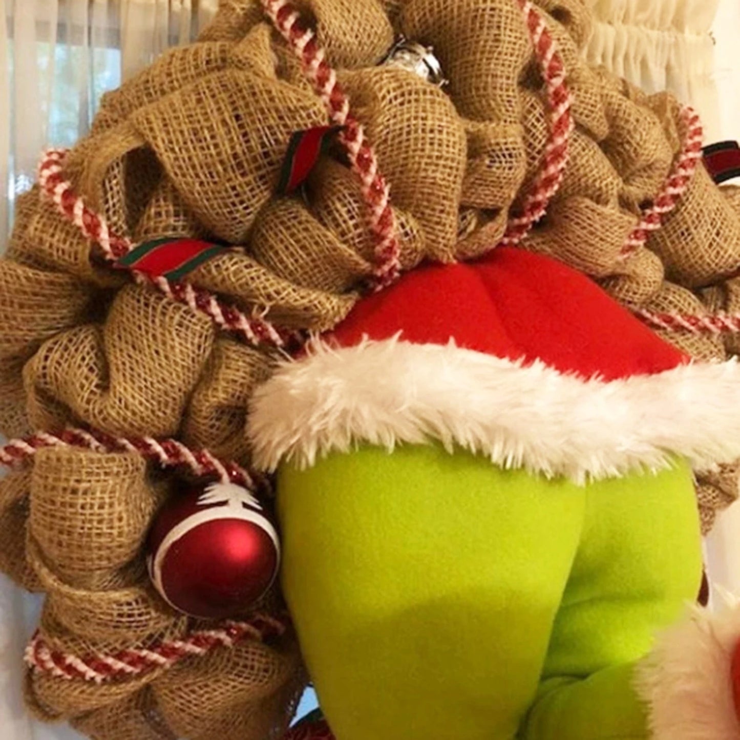 Christmas Thief Wreath，Christmas Elf Leg Wreath， Christmas Burlap Wreath， Holiday Decoration