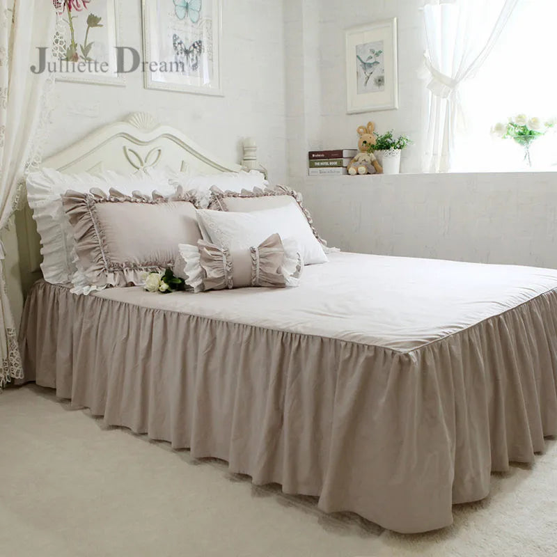Top Luxury European Khaki bedding set ruffle lace duvet cover bedding elegant bedspread bed sheet for wedding decor bed clothes