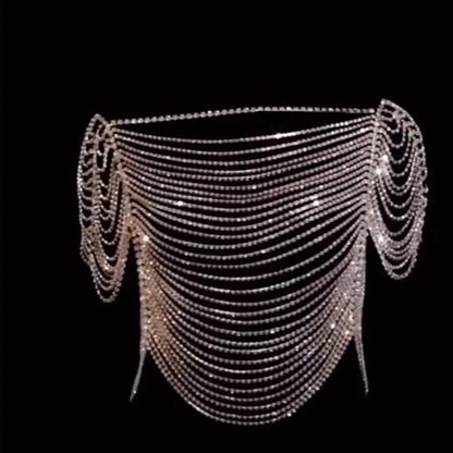 Stonefans Luxury Multi-Layer Full Rhinestone Underwear Chain Bling Shoulder Chain Crystal Body Chain Women Chest Clothes Jewelry
