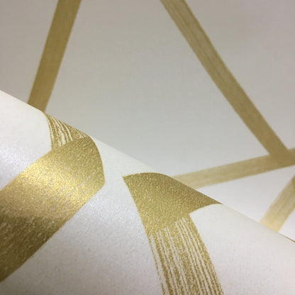 Beige Geometric Paper Wallpaper Roll Gold Triangle Luxury Wall Paper Home Decor