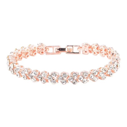 925 Silver Shiny Cubic Zirconia Tennis Bracelet Bangle For Women Wedding Fashion Jewelry Wholesale Birthday pink gold