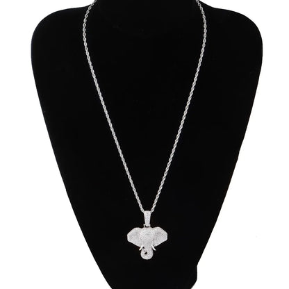 TOPGRILLZ Iced Out Cubic Zircon Bling Animal Elephant Necklace & Pendant Men Women Hip Hop Rock Jewelry CZ Necklace For Gifts