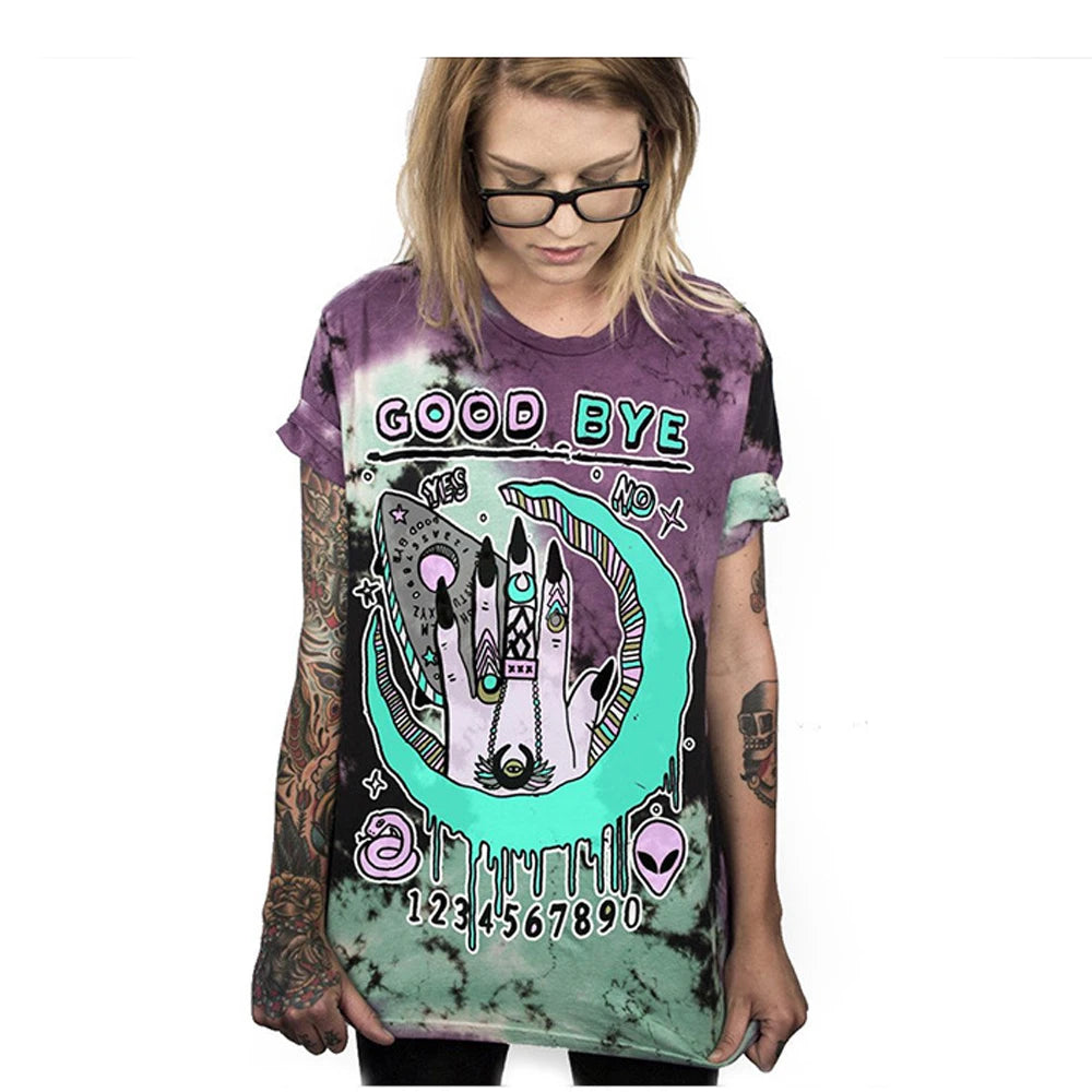 PLstar Cosmos 2019 Summer New Women T Shirt Fashion Punk Tops STAY WEIRD Printing Loose Short Sleeve Streetwear Hip Hop tshirt