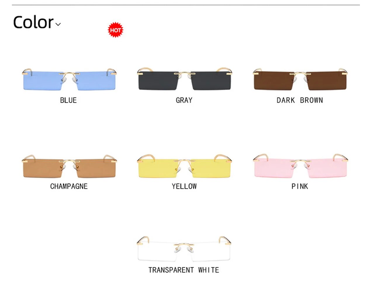 Rimless Rectangle Women's Sunglasses 2023 Luxury Brand Desigb Tinted Lens Sun Glasses Fashion Square Eyewear Shades for Female