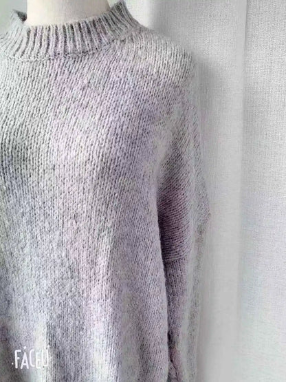 Winter Women Dress Fall Sweater Women Dress Long Sleeve Knitted Dresses Maxi Vintage Oversize Dresses Knitting Thick Warm Purple