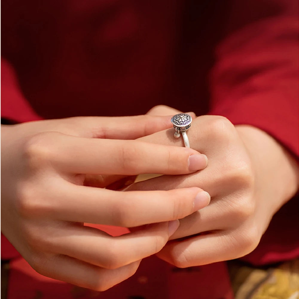 Vintage Spinner Rings Jewelry For Women Finger Ring women's Rings Trend Rotatable Lotus Anti Stress Buddhism Ring Anillos Mujer