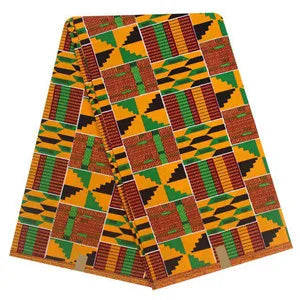 Africa Ankara Prints Ghana Kente Fabric Guaranteed Real Wax 100% Cotton High Quality African Sewing Pagne For Party Dress 6yards