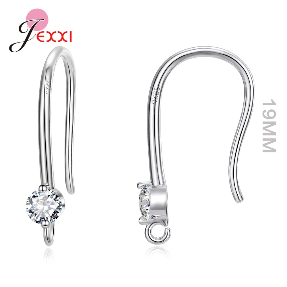 New Arrivals Sparkling Earrings Findings Real 925 Sterling Silver Color Earrings Components For Women Hand Making DIY Jewelry