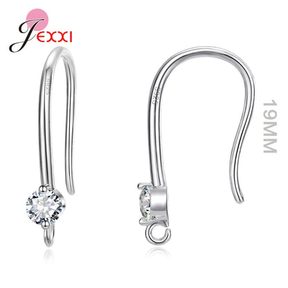 New Arrivals Sparkling Earrings Findings Real 925 Sterling Silver Color Earrings Components For Women Hand Making DIY Jewelry