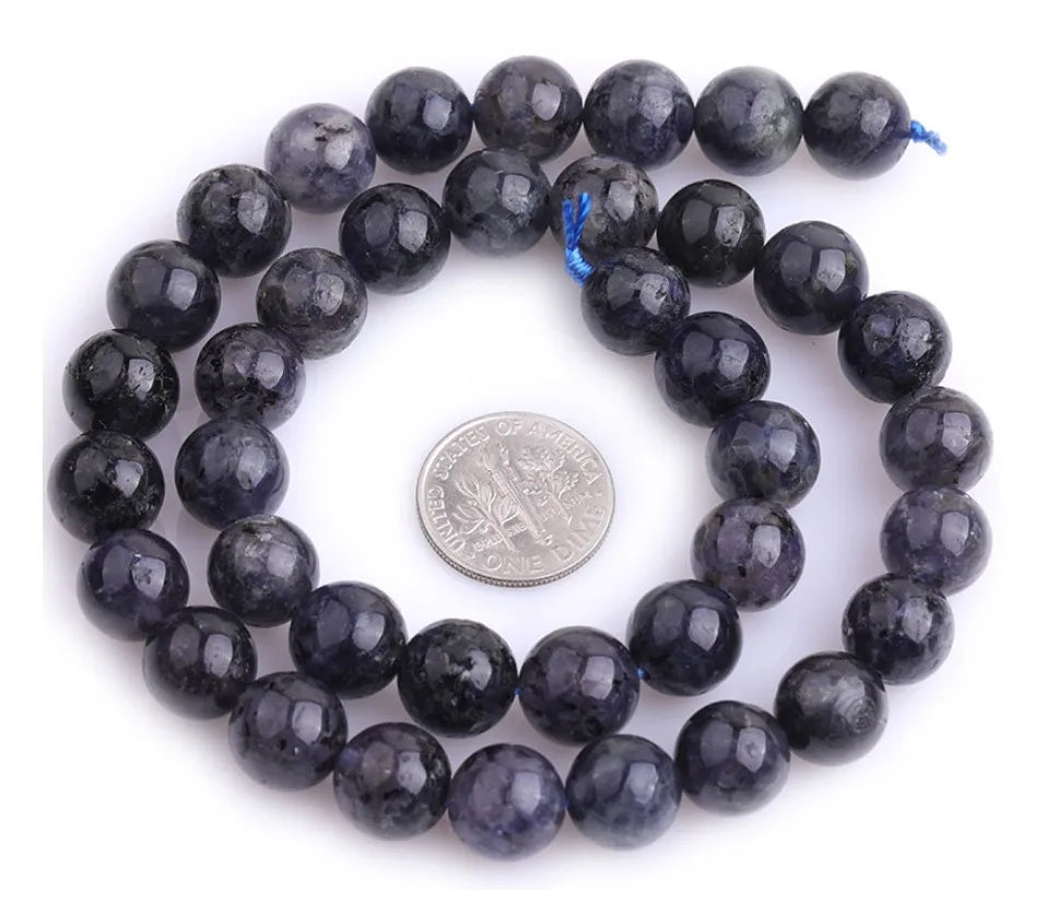 AAA Sapphires Blue Natural Stone Cordierite/Iolite/Dichroite Round Loose Spacer Beads For Jewelry Making Strand 15 Inch 6 8 10mm