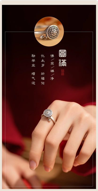 Vintage Spinner Rings Jewelry For Women Finger Ring women's Rings Trend Rotatable Lotus Anti Stress Buddhism Ring Anillos Mujer