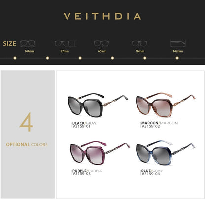 VEITHDIA Women's Sunglasses Fashion Polarized UV400 Gradient Lens Luxury Ladies Designer Eyewear Accessories For Female 3159