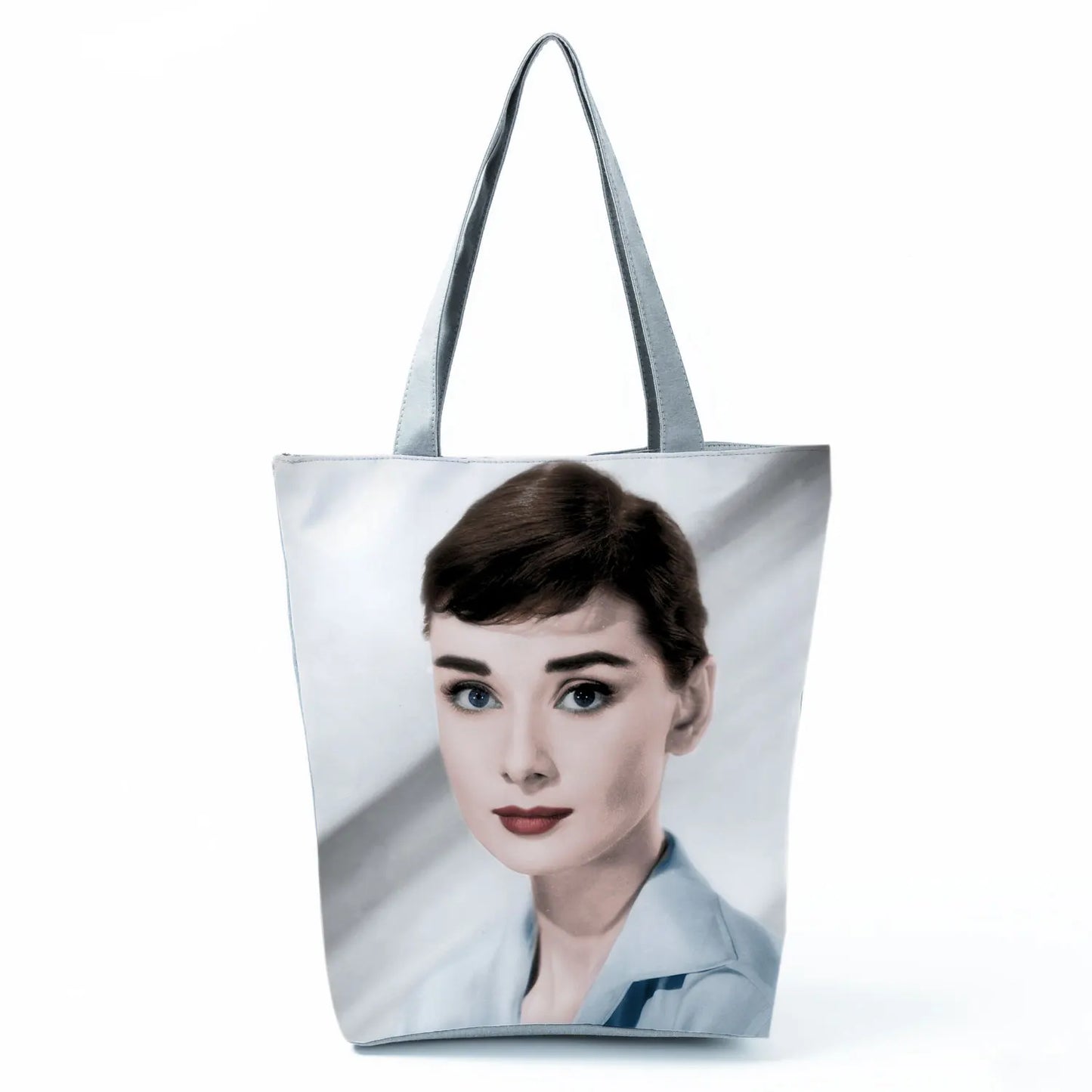 Audrey Hepburn Blowing Bubbles Printed Handbag Classic High Capacity Women Shoulder Bags Portable Eco Reusable Shopping Bags