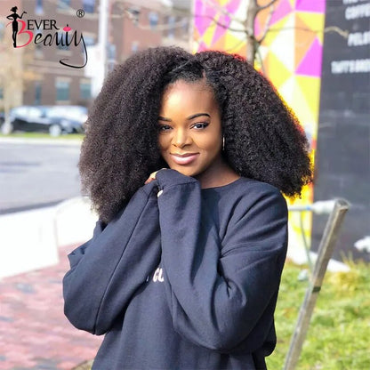 4B 4C Mongolian Afro Kinky Curly  U Part Wig Human Hair U Part Wigs For Women Kinky Curly Short Bob Cut Wigs Ever Beauty
