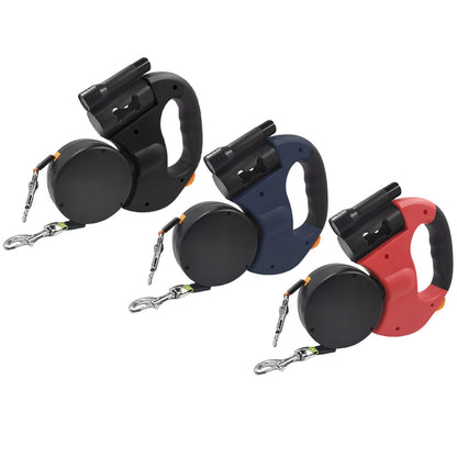 Double Head Dog Leash 360 Degree Nylon Traction Rope Automatic Retractable Outdoor Walking Leash Pet Accessories With Light