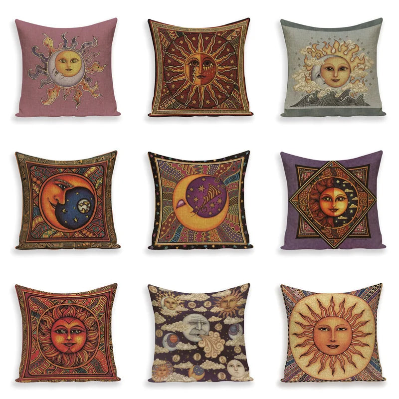Picasso Plain Cushion Covers  Sun Moon God Pillow Case Cover Sun Linen Yoga Home Decor Rustic Funda Cojin Vintage Kussenhoes