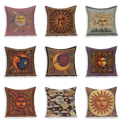 Picasso Plain Cushion Covers  Sun Moon God Pillow Case Cover Sun Linen Yoga Home Decor Rustic Funda Cojin Vintage Kussenhoes